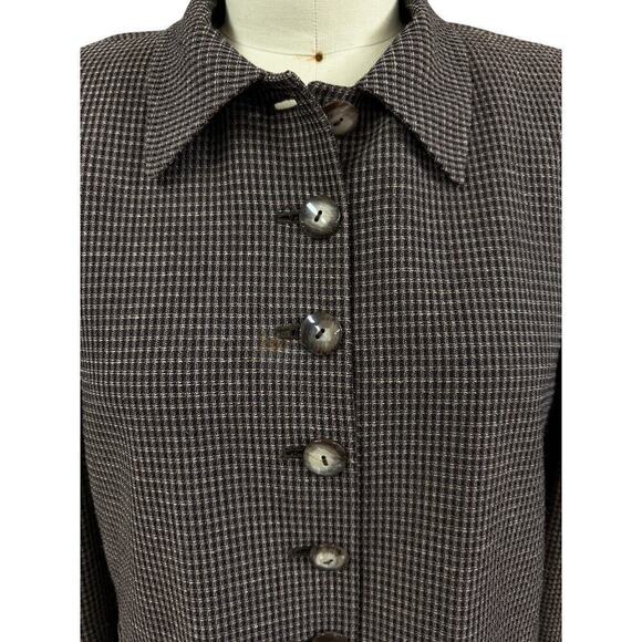 VTG 80s Christian Dior Brown Silk Blend Tweed Suit Jacket Womens 12 - Picture 3 of 9
